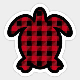 Turtle Christmas Red Plaid Animals Lover Xmas Sticker